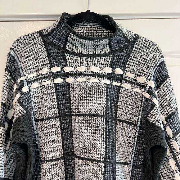 Club Monaco Women's Wool Alpaca Sweater Grey Blue Turtleneck Size Medium - Picture 3 of 8
